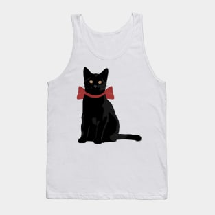 Black Cat with Red Bow Tank Top